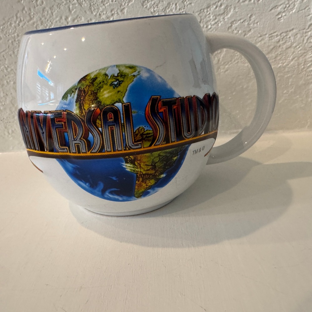 Universal Studios Earth Globe Mug 2012 Ceramic Blue Rimmed Dishwasher Micro Safe